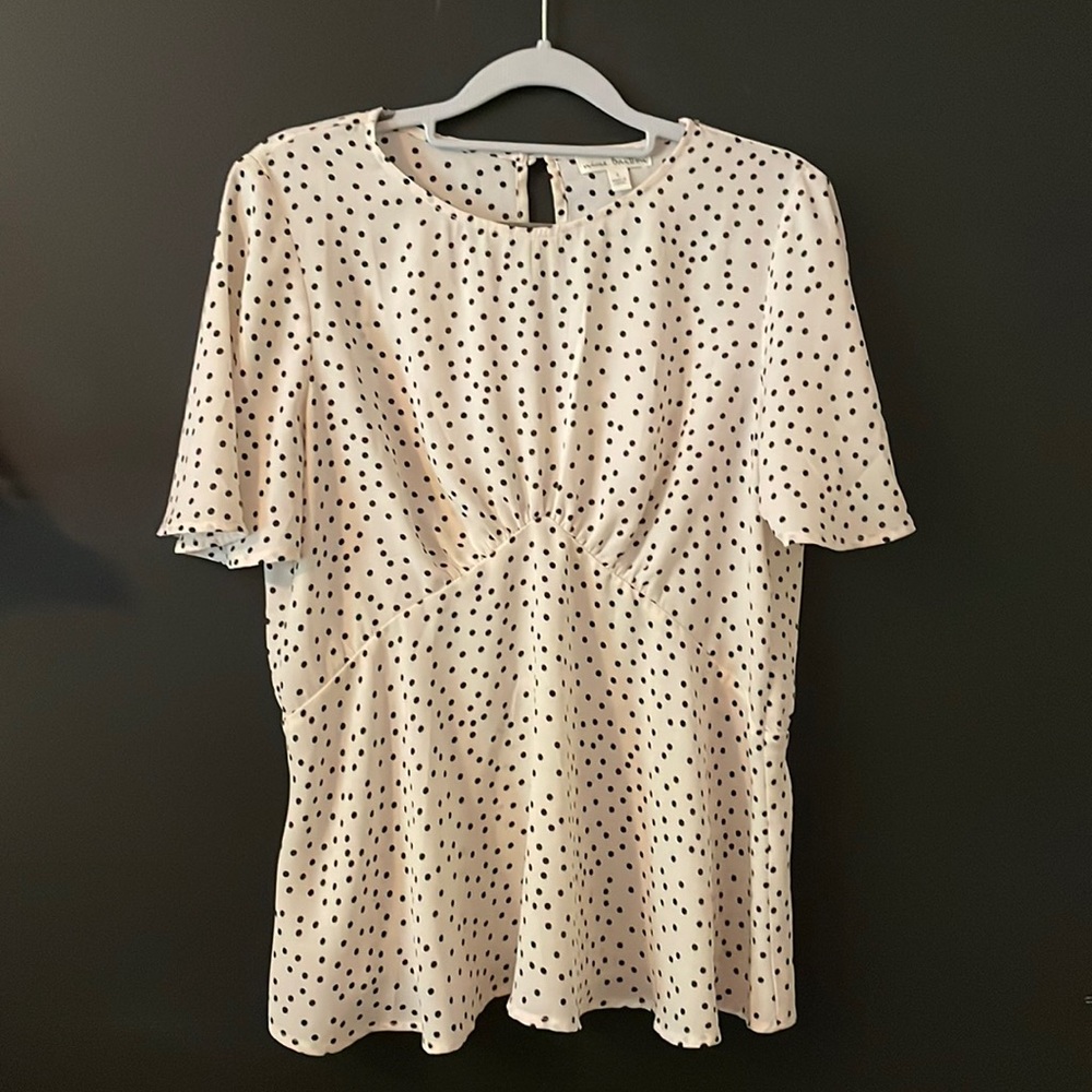 White and black dot shirt